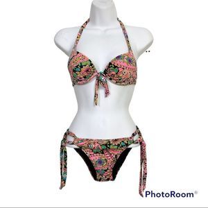 Victoria's Secret Multicolored Printed Halter Two-Piece Swimsuit Bikini 32A S